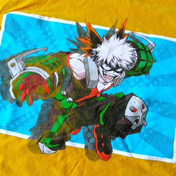 My Hero Academia Mens T-Shirt - Bakugo Full Gear Attacking Picture Box medium - Picture 2 of 5